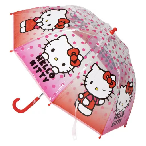 Hello Kitty, gyerek átlátszó esernyő  Anyaga: 100% PVC  Átmérő: 71 cm